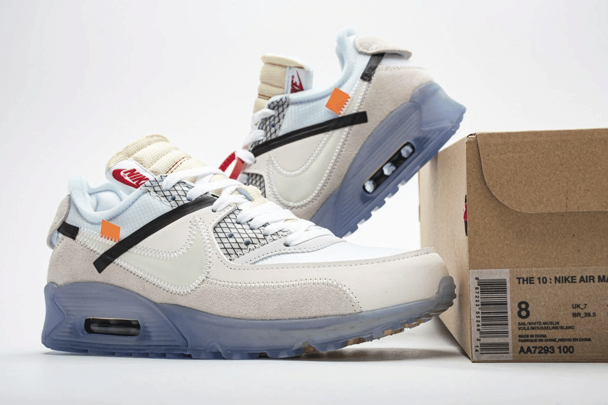 Men's Off White x Air Max 90 All White Shoes