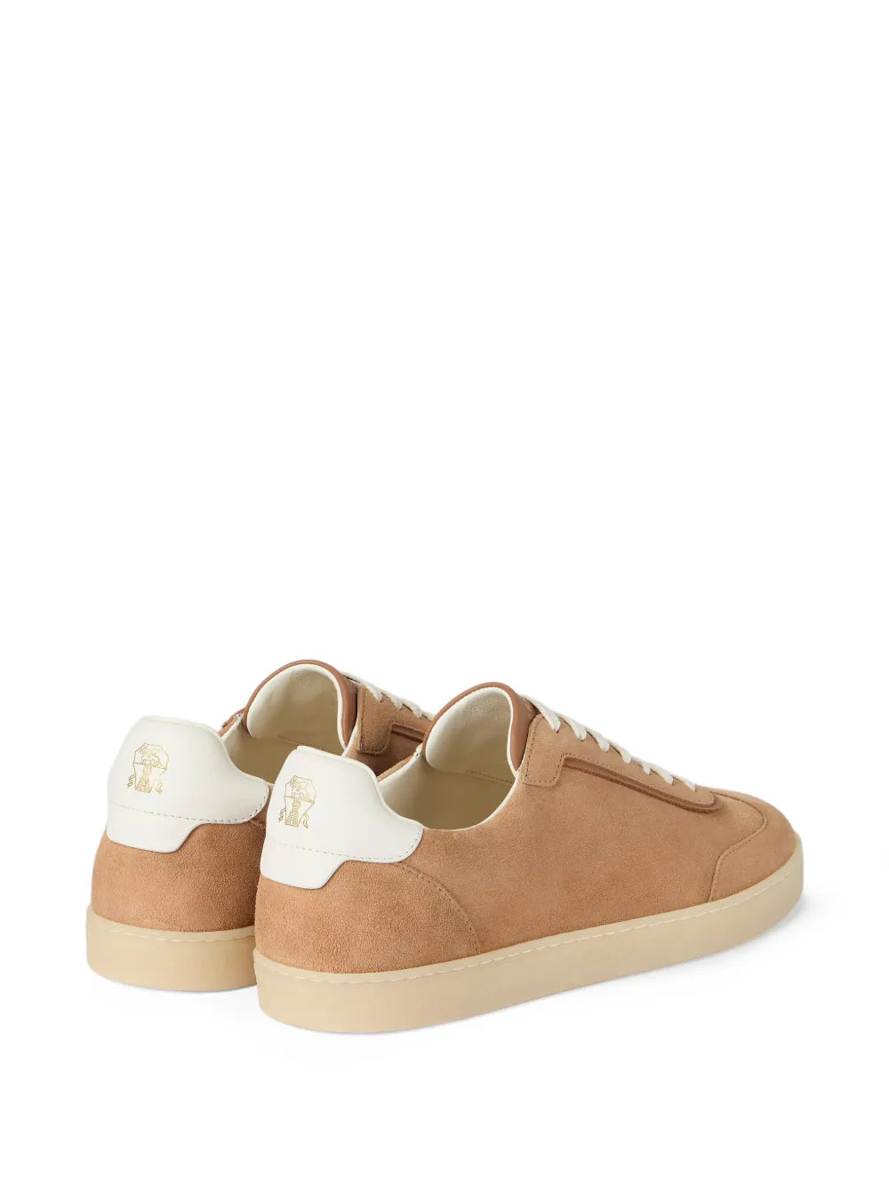 Men's Brunello Cucinelli Suede T-Toe Low-Top Light Brown Sneakers