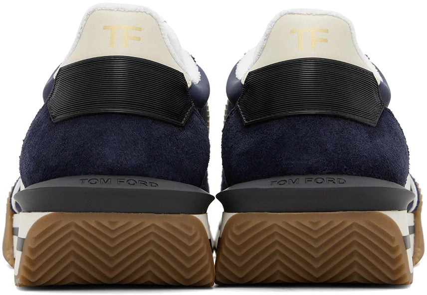 Men's Tom Ford James Mixed Media Low Top Navy Sneakers