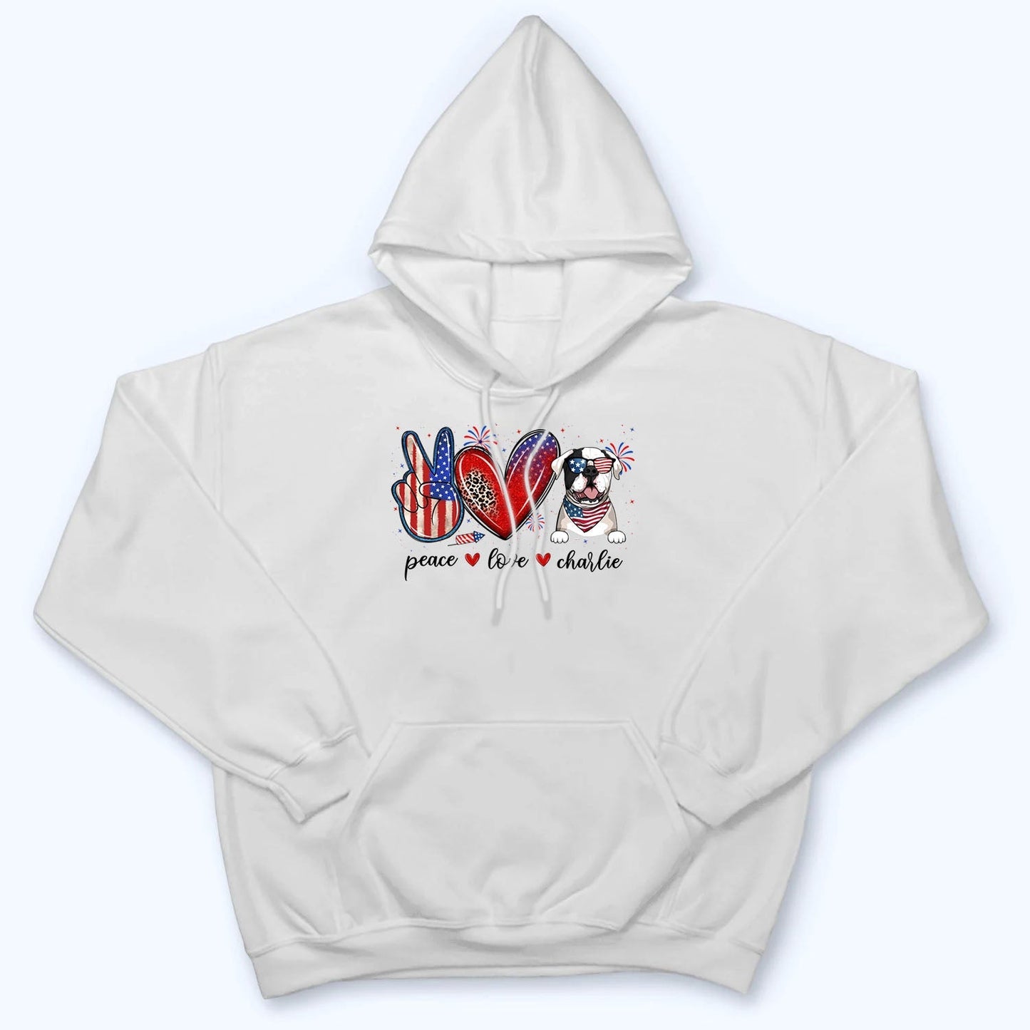 Peace Love Dogs USA Flag Pattern - Personalized 4th Of July Gift
