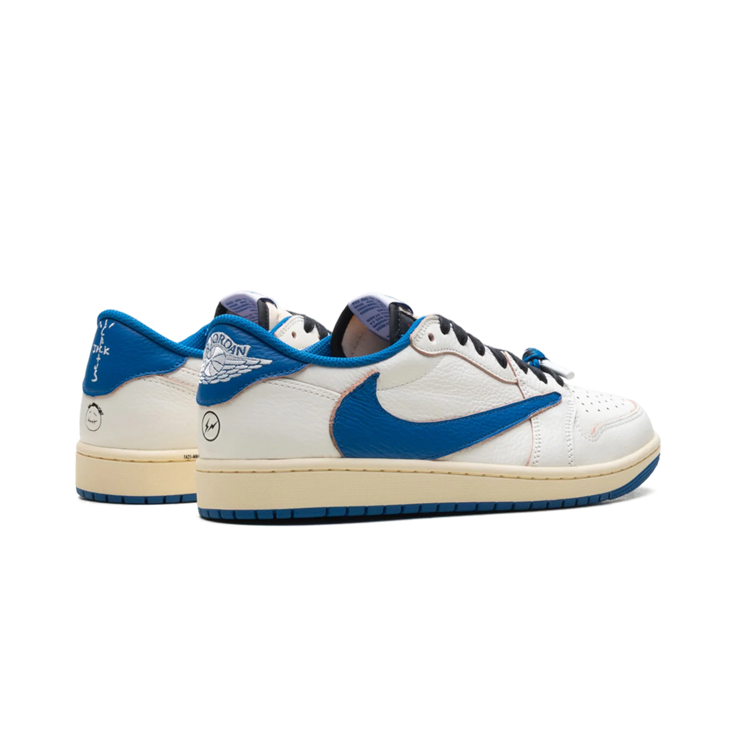 Men's Travis Scott x Air Jordan 1 Retro Low ‘ Sail Military Blue' Shoes