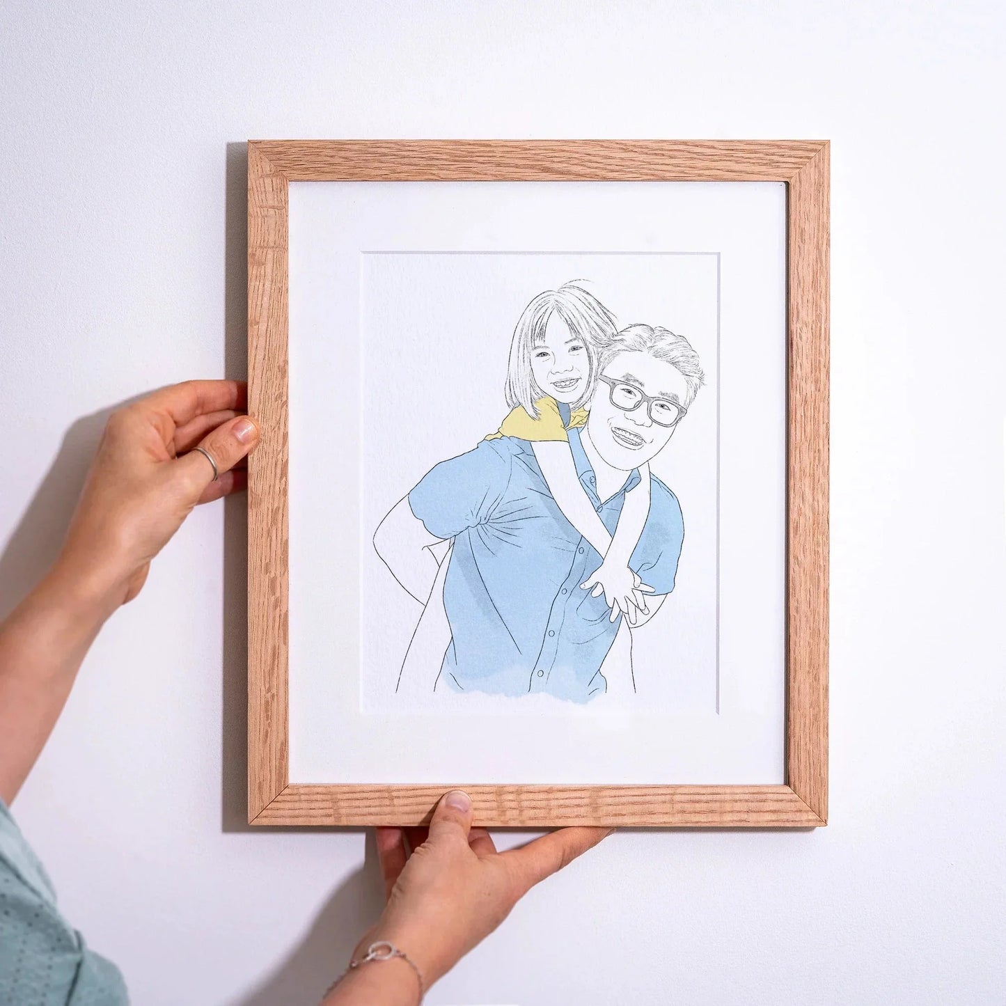 Daddy and Me Line Portrait - Custom Portrait Art