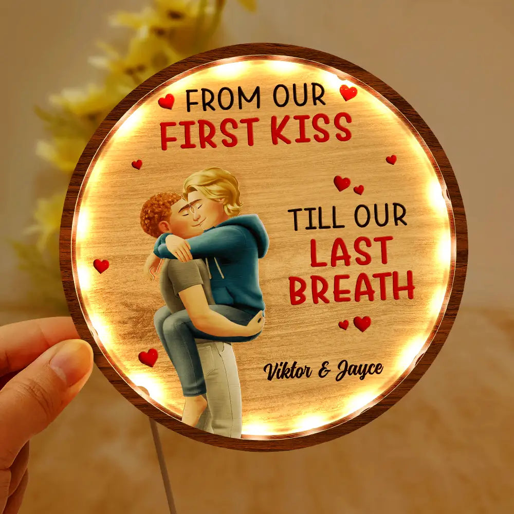 I Met You Liked You Love You Forever - Personalized LED Light Wooden Plaque