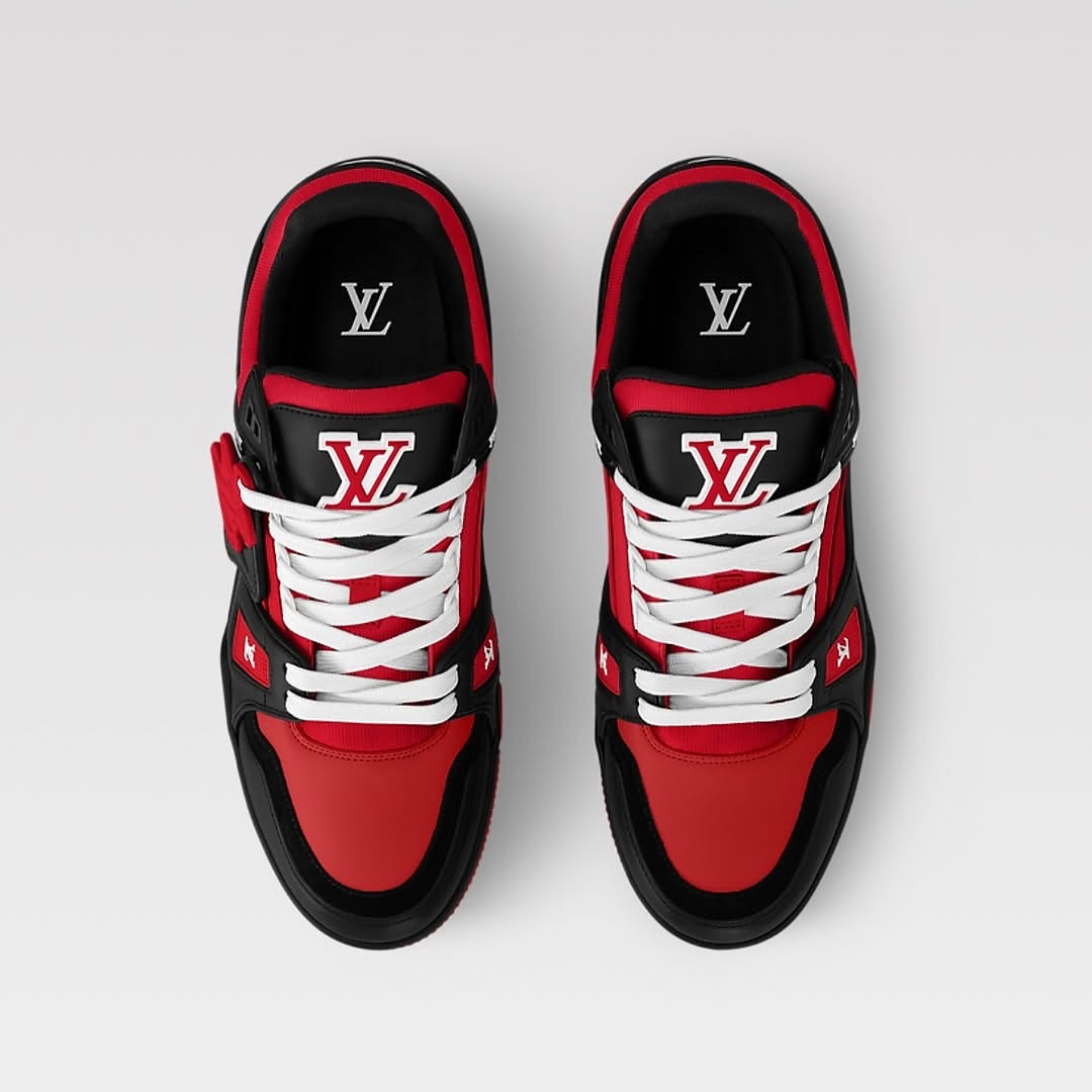 Men's Louis Vuitton Trainer Black Red Sneakers
