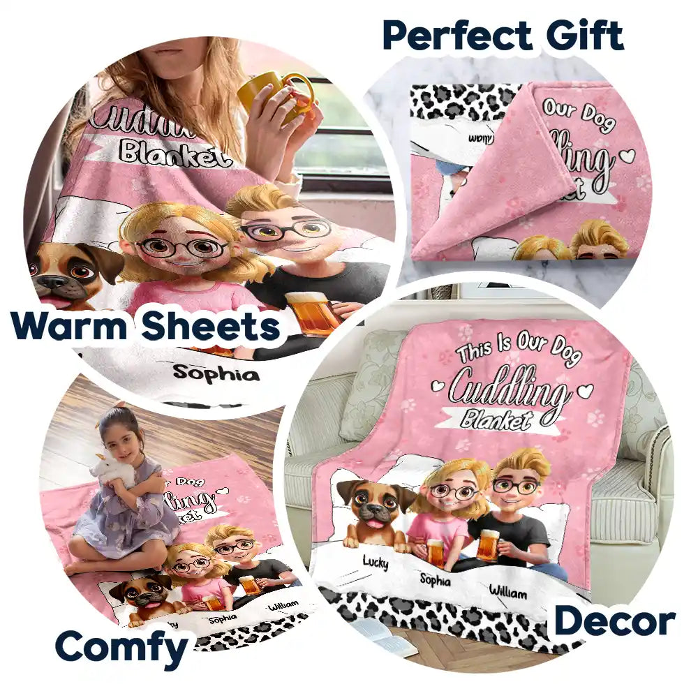 Our Dog Cuddling Blanket - Personalized Fleece Blanket, Sherpa Blanket