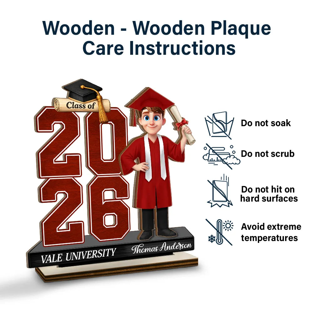 Celebrate Graduation Milestone - Personalized Custom Shaped 2-Layered Wooden Plaque