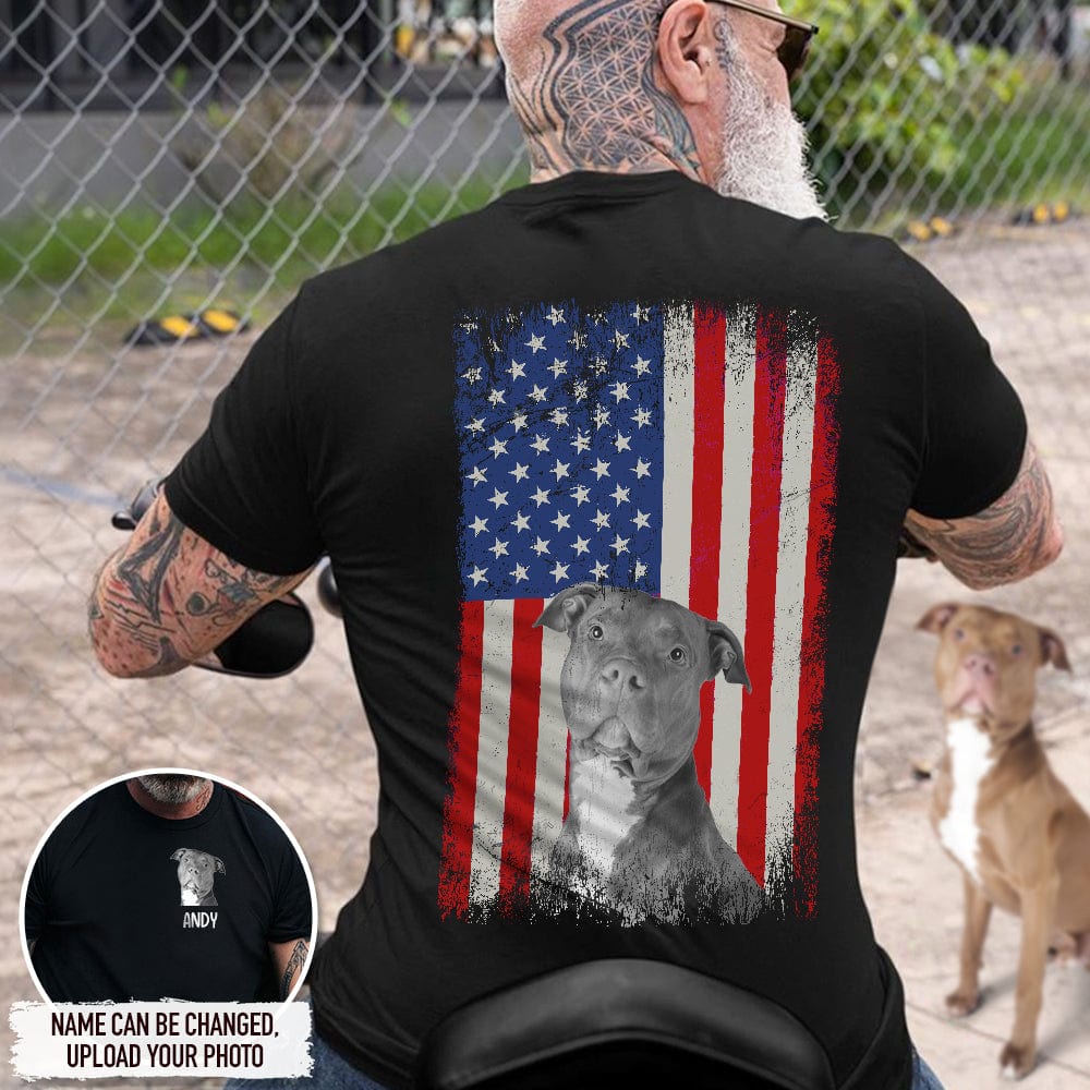 Upload Photo America Flag Dog Shirt