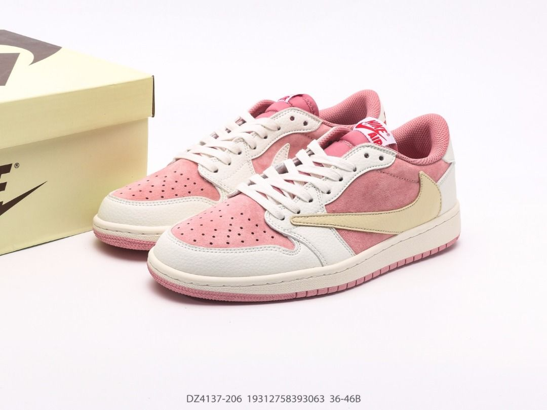Men's Travis Scott x Air Jordan 1 Retro Low ‘ Shy Pink' Shoes