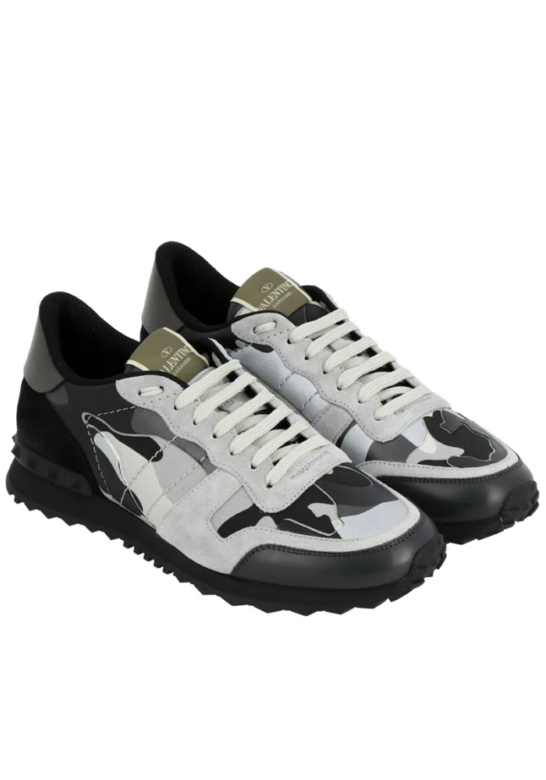 Men's Valentino Camo Rock Runners Grey Black Camo Sneakers