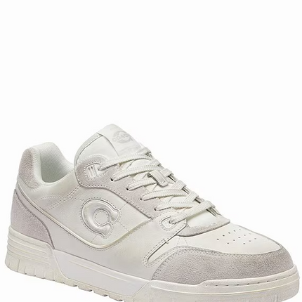 Men's COACH SoHo Leather Lace-Up Casual White Sneakers