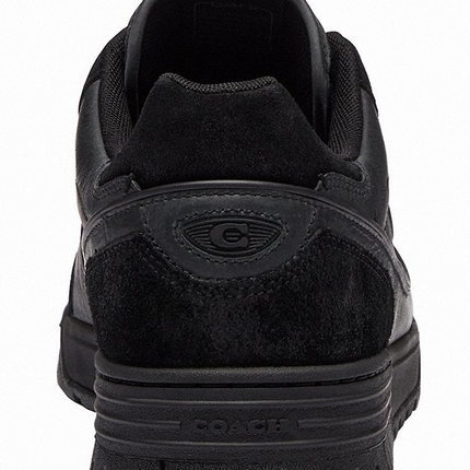 Men's COACH SoHo Leather Lace-Up Casual Black Sneakers