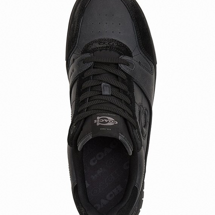 Men's COACH SoHo Leather Lace-Up Casual Black Sneakers