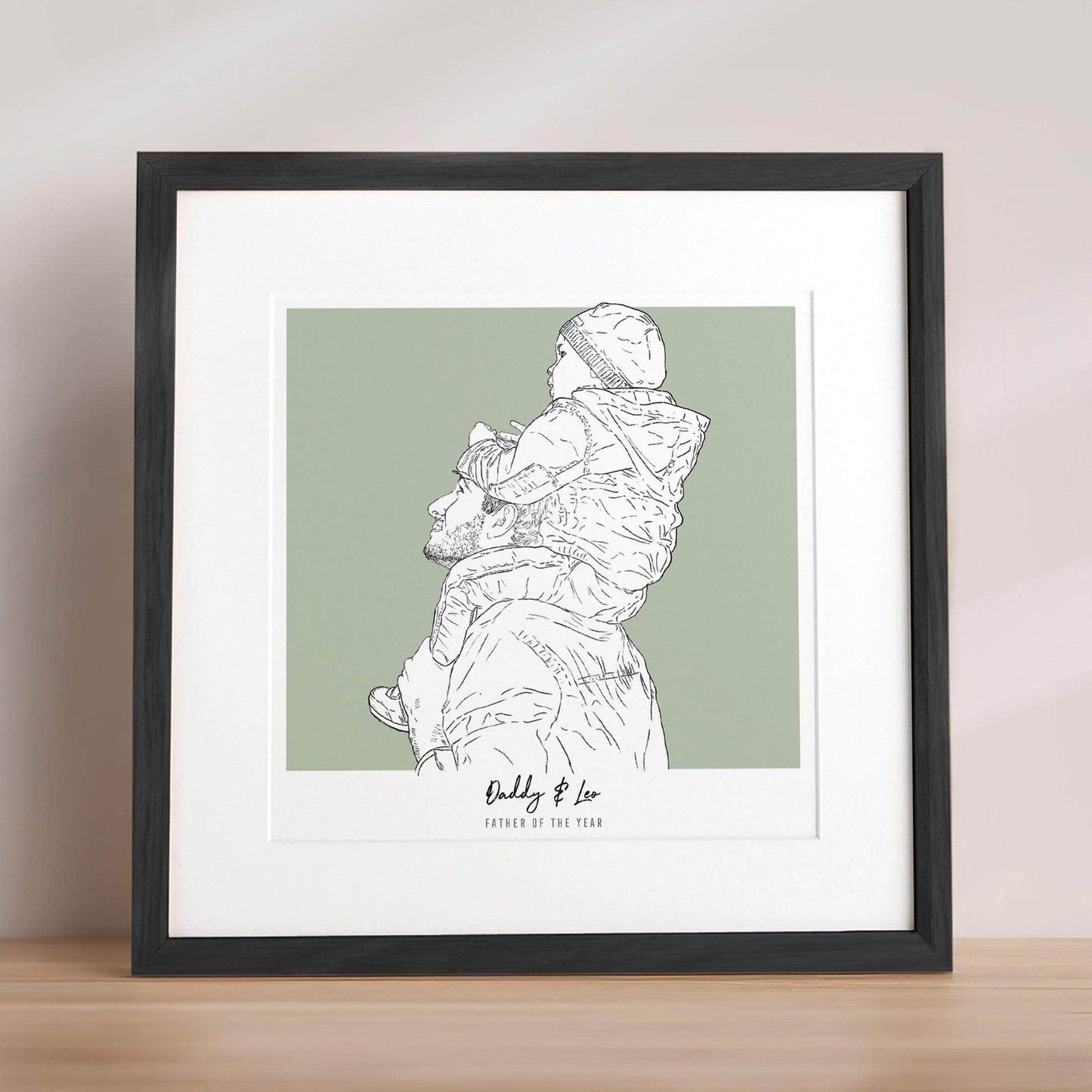 Daddy and me Colour Block People Line Portrait - Custom Portrait Art