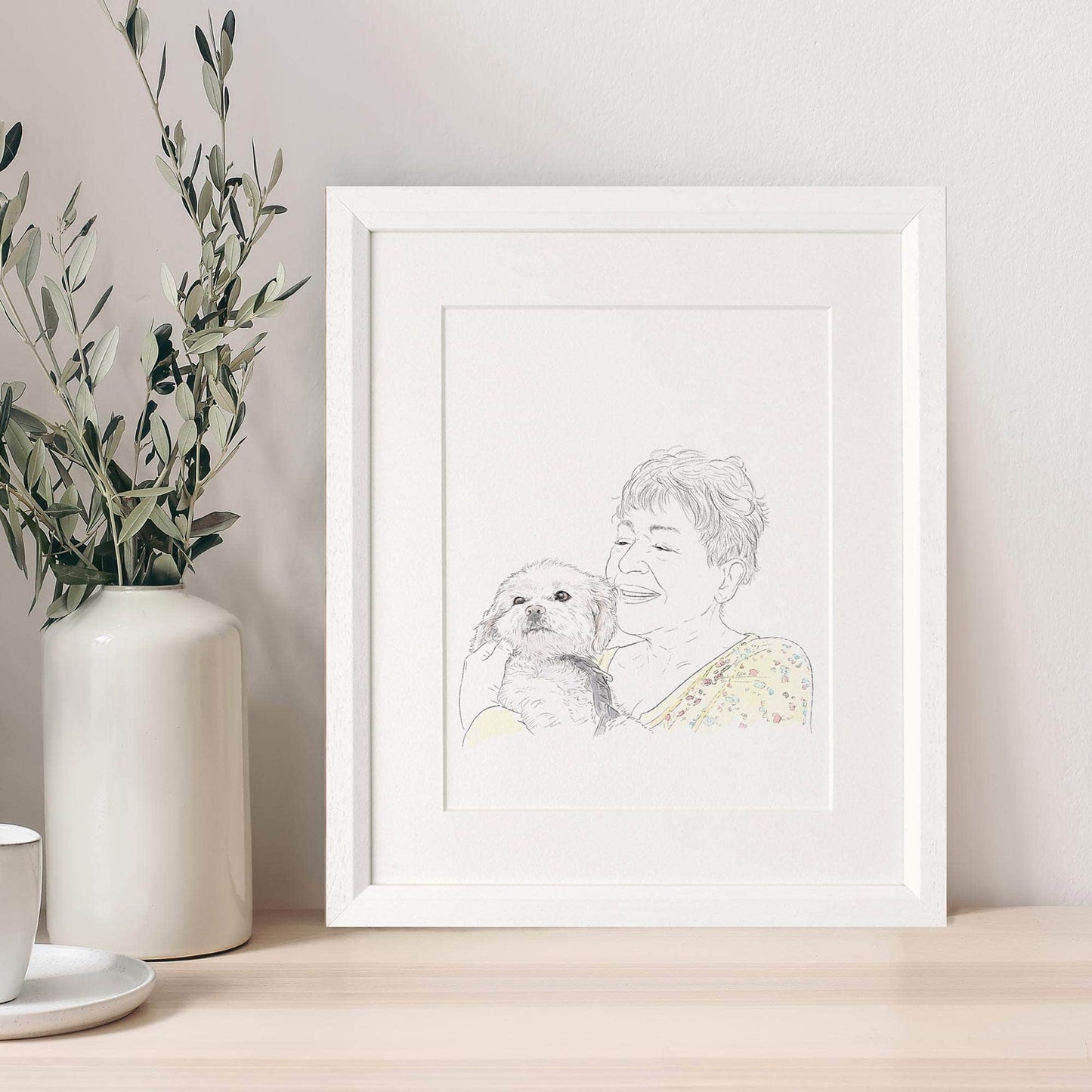 My pet and me line portrait - Custom Portrait Art