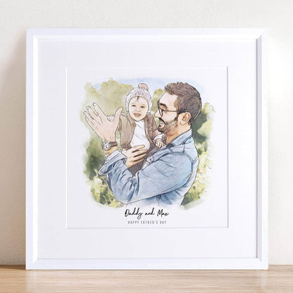 Daddy and Me Illustration - Custom Portrait Art