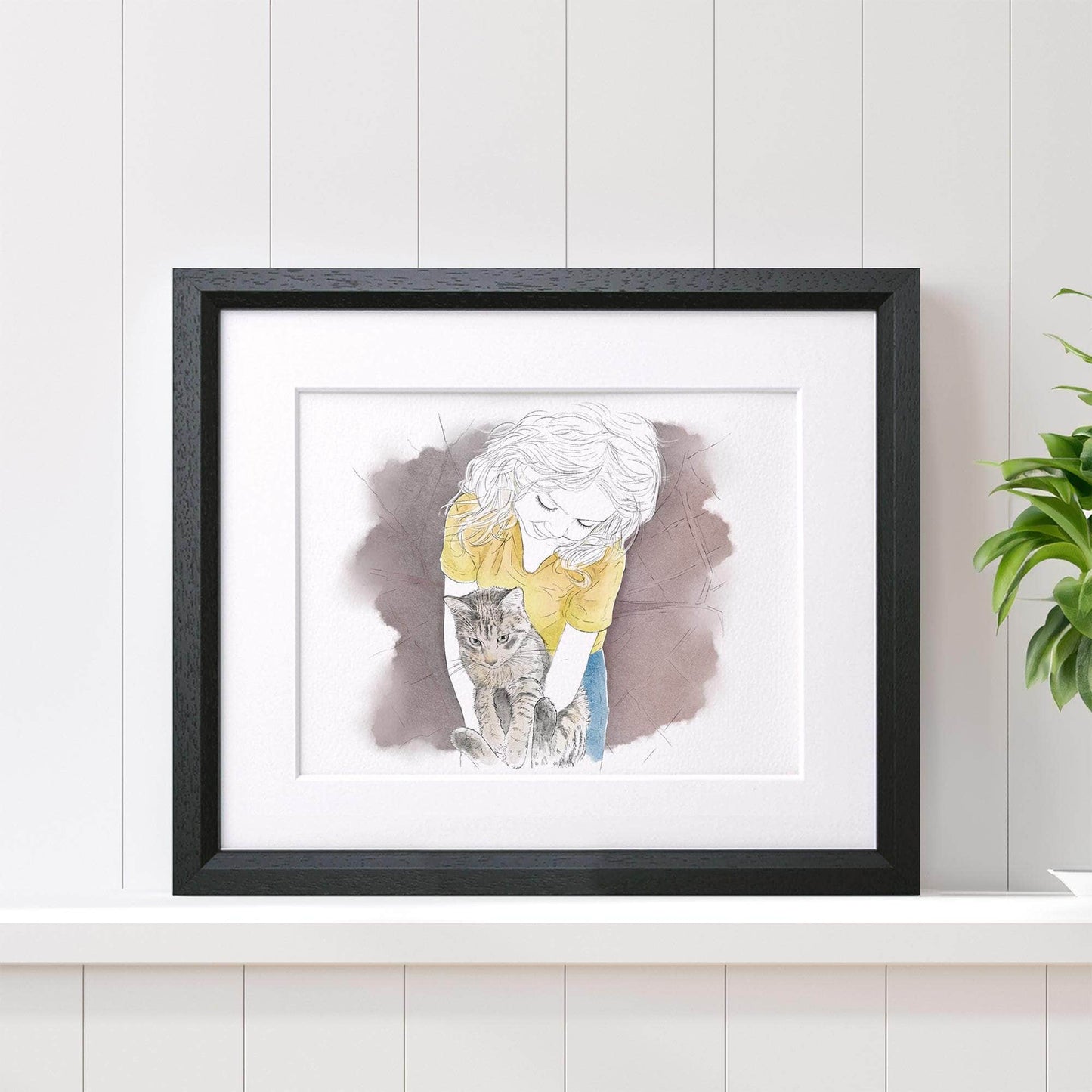 My pet and me line portrait - Custom Portrait Art