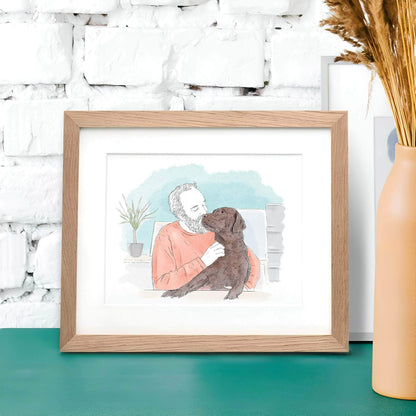 My pet and me line portrait - Custom Portrait Art