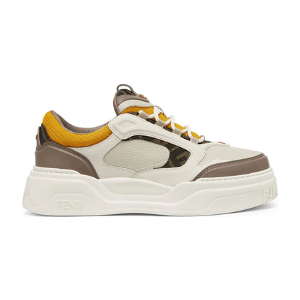 Men's FENDI Sneaker Fendi Force White Brown Yellow Sneakers