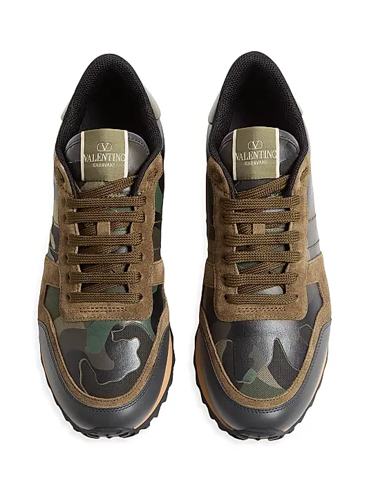 Men's Valentino Camo Rock Runners Military Green Sneakers