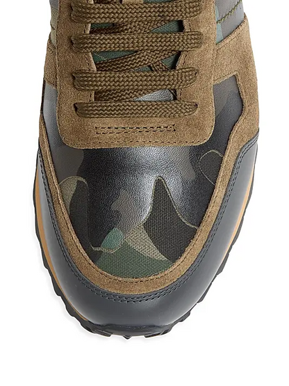Men's Valentino Camo Rock Runners Military Green Sneakers