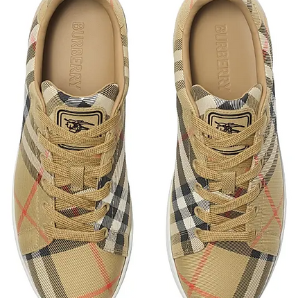Men’s Burberry Men’s White Leather Sand Ip Check Sneakers