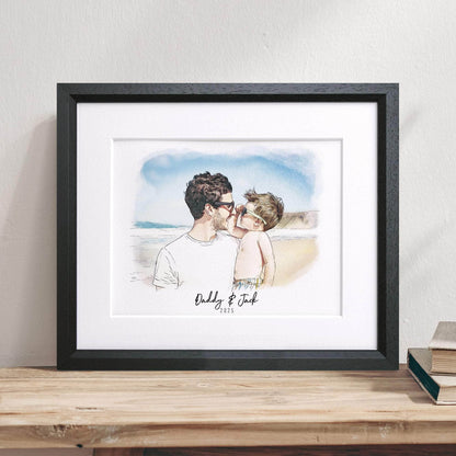 Daddy Line Portrait - Custom Portrait Art