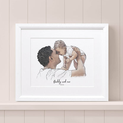 First Father's Day Watercolour Portrait - Custom Portrait Art