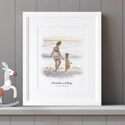 Mummy and Me Illustration - Custom Portrait Art
