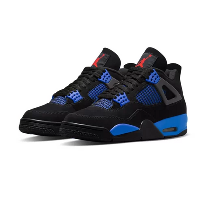 Men's Air Jordan 4 Black Deep Royal Blue Shoes
