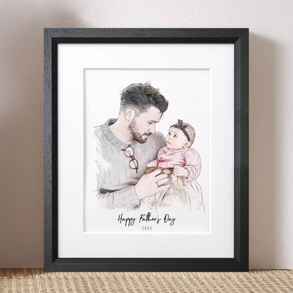Daddy and Me Illustration - Custom Portrait Art