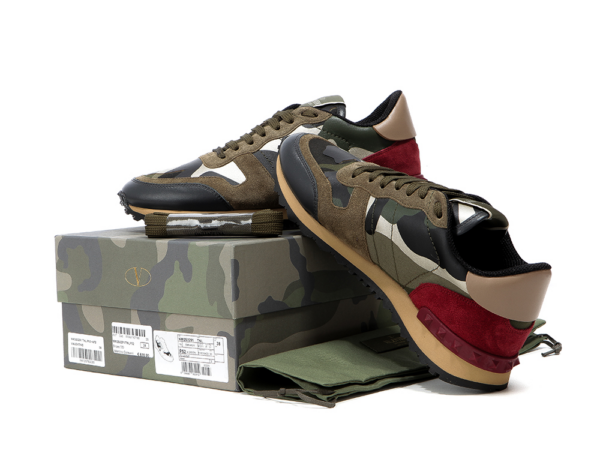Men's Valentino Camo Rock Runners Rockstud Sneakers