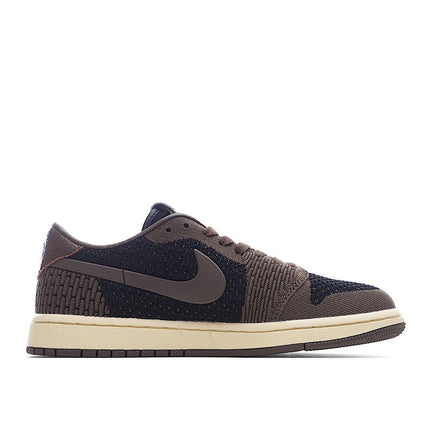 Men's Air Jordan 1 Low Flyknit x Travis Scott Olive Green Shoes