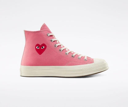 Men's Play Comme Des Garcons X Converse High Top Pink Shoes