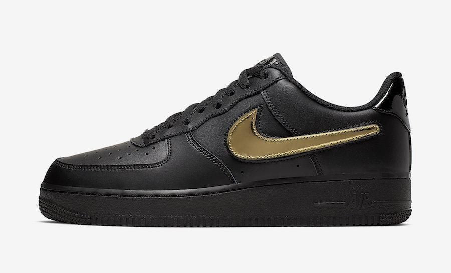 Men's Air Force 1 Low 07 Black Metallic Gold Shoes