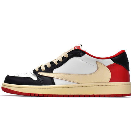 Men's Travis Scott x Air Jordan 1 Low Black Red Shoes