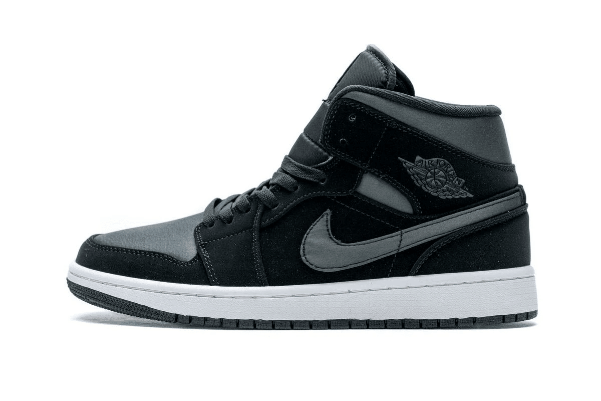 Men's Air Jordan 1 Mid White Black Grey Shoes