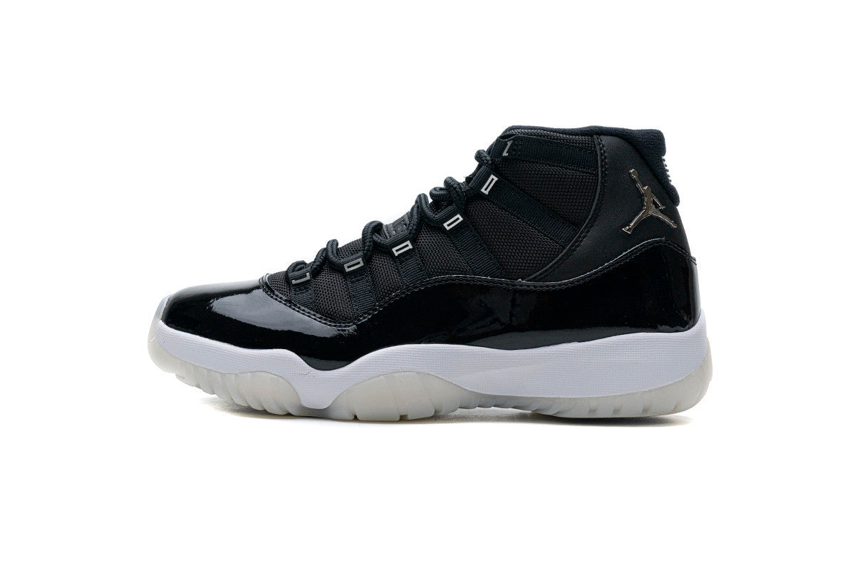 Men's Air Jordan 11 25th Anniversary Black Silver Eyelets Shoes