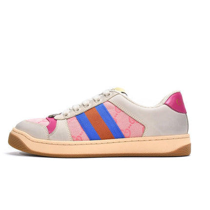 Men's Gucci Screener White Black Pink Sneaker Shoes
