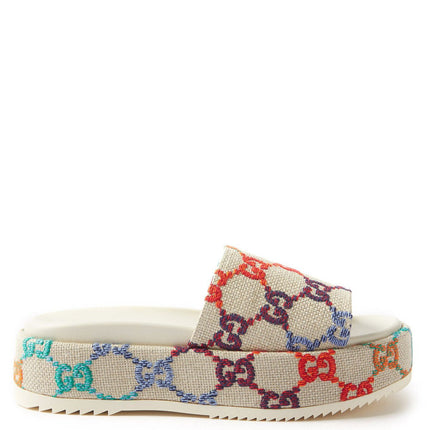 Women's Gucci Angelina Logo-Embroidered Canvas Slides Shoes
