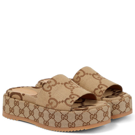 Women's Gucci Maxi Canvas Platform Slides Shoes