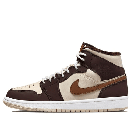 Men's Air Jordan 1 Mid SE Cream Dark Chocolate Shoes