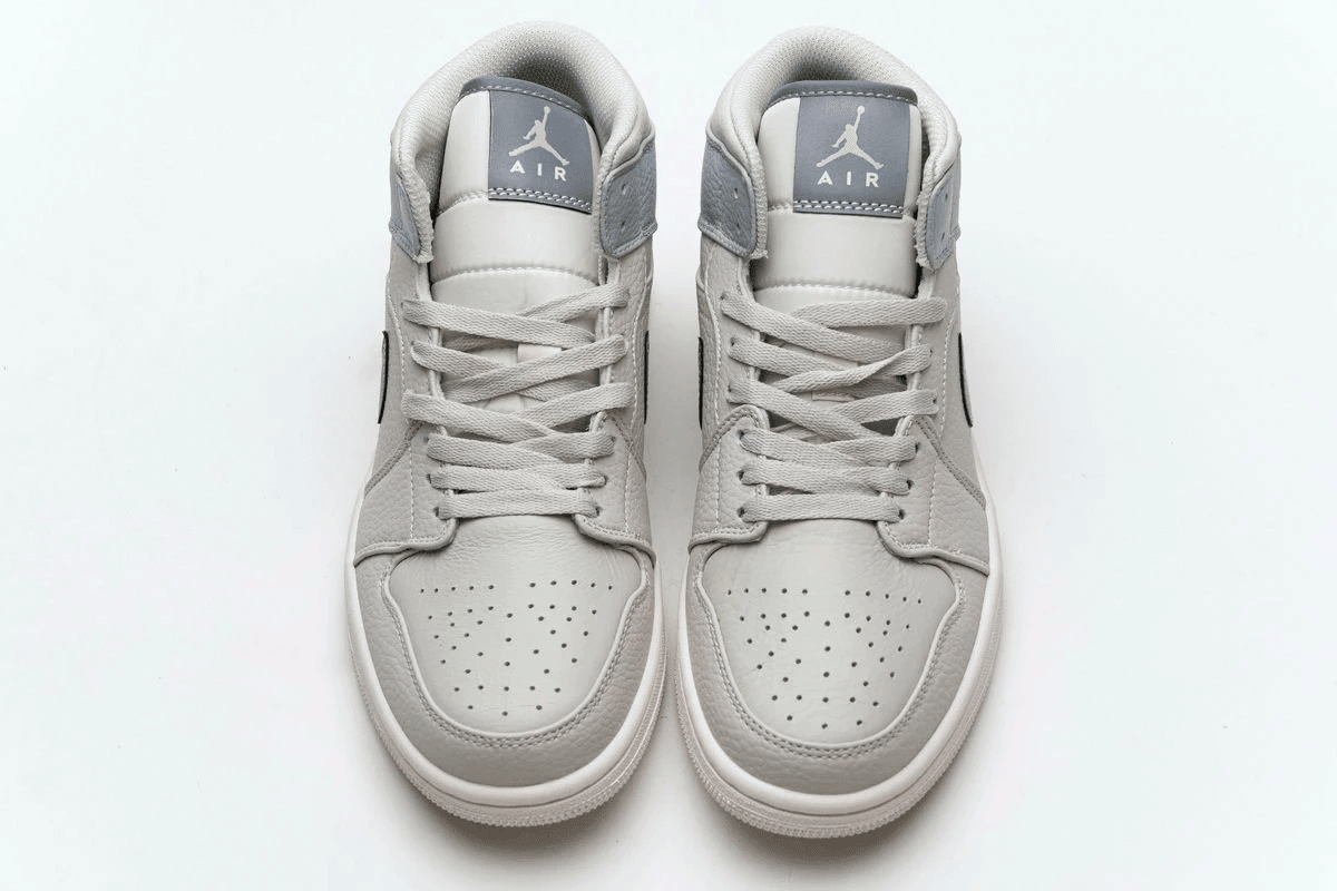 Men's Air Jordan 1 Mid Light Bone Grey Fog Shoes