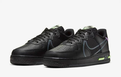 Men's Air Force 1 React Black Violet Star Barely Volt Shoes