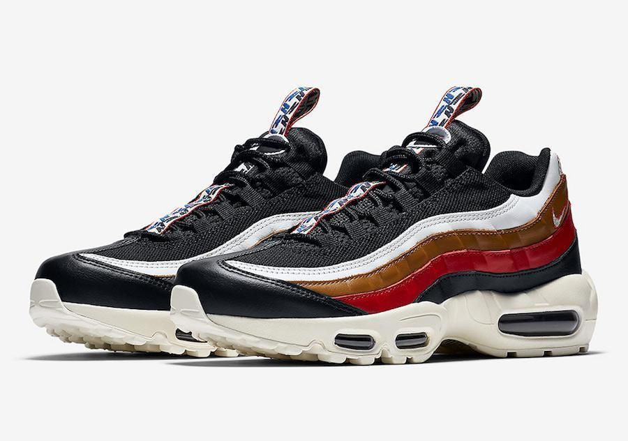 Men's Air Max 95 Pull Tab Navy Brown Red Shoes