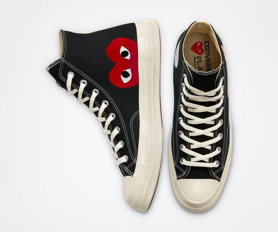 Men's Play Comme Des Garcons X Converse High Top Black Shoes