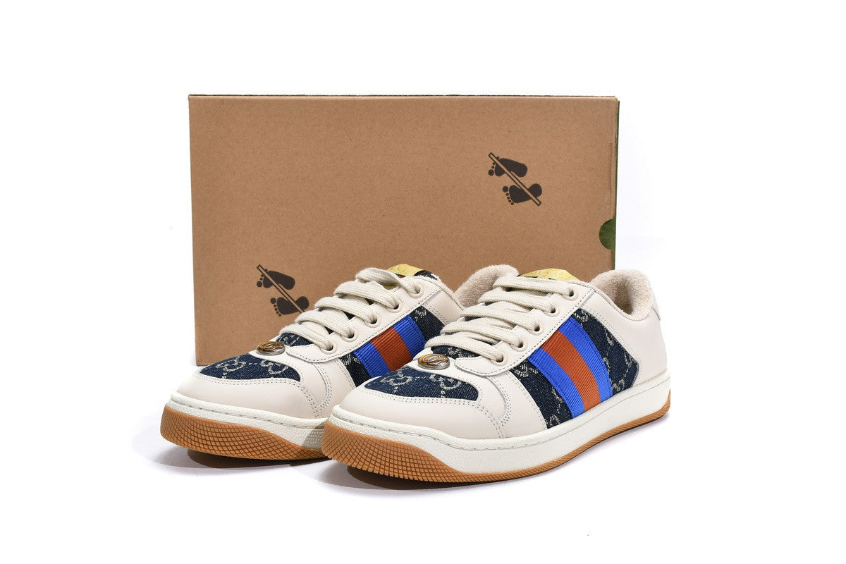 Men's Gucci Screener Blue Red Sneaker Shoes
