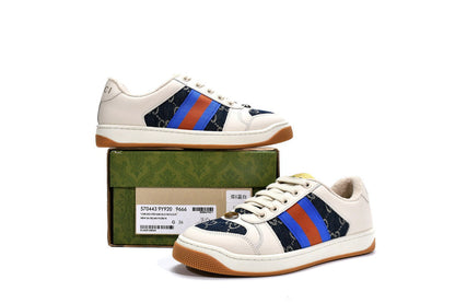 Men's Gucci Screener Blue Red Sneaker Shoes