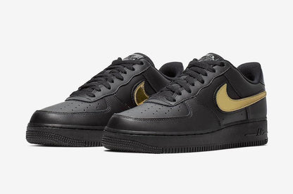 Men's Air Force 1 Low 07 Black Metallic Gold Shoes