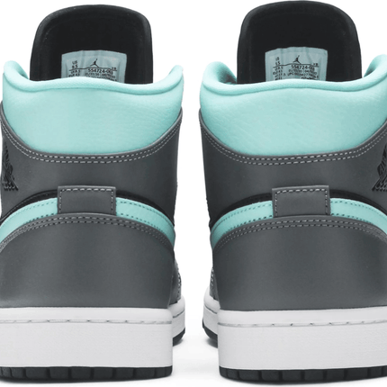 Men's Air Jordan 1 Mid Grey Aqua Shoes
