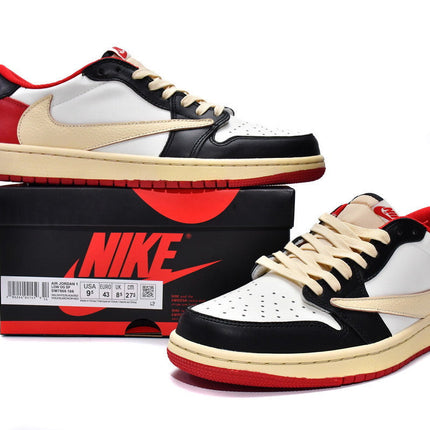 Men's Travis Scott x Air Jordan 1 Low Black Red Shoes